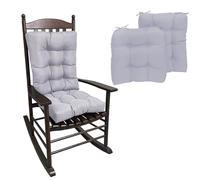 XJBTBA 2 Pack Waterproof Garden Rocking Chair Cushions with High Back & Ties, 8cm Thick Padded Replacement Seat Pads for Indoor Outdoor Rattan Chairs, Sofas & Sunloungers (Light Grey,17×17in)