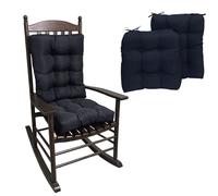 XJBTBA 2 Pack Waterproof Garden Rocking Chair Cushions with High Back & Ties, 8cm Thick Padded Replacement Seat Pads for Indoor Outdoor Rattan Chairs, Sofas & Sunloungers (Black,19×19in)
