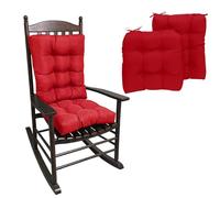 XJBTBA 2 Pack Waterproof Garden Rocking Chair Cushions with High Back & Ties, 8cm Thick Padded Replacement Seat Pads for Indoor Outdoor Rattan Chairs, Sofas & Sunloungers (Red,19×19in)