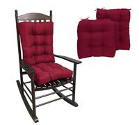 XJBTBA 2 Pack Waterproof Garden Rocking Chair Cushions with High Back & Ties, 8cm Thick Padded Replacement Seat Pads for Indoor Outdoor Rattan Chairs, Sofas & Sunloungers (Wine Red,19×19in)