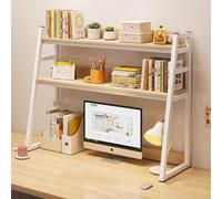 XJBTBA 2 Tier Small Desktop Bookshelf - Multipurpose Open Storage Rack for Home Office - Compact Countertop Book Display - Ideal for Computer Desks, 55x20x84cm