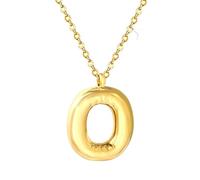 XJBTBA 26 Bubble Letter Pendant Women's Stainless Steel Necklace Collar 18K Pvd Golden Plated Initial Link Chians Necklaces Jewelry Fashion Trendy Accessories Creative Gift For Women And Men