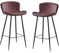 XJBTBA 65 75cm Bar Stools Industrial Faux Leather Armless Indoor Kitchen Dining Chair bar-stool with Metal Legs Upholstered for(Red,65cm/25.5inch)