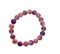 XJBTBA 7.5mm Natural Super Seven 7 Lepidocrocite Quartz Crystal Stretch Clear Round Beads Bracelet