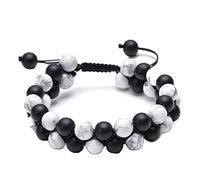 XJBTBA 7 Chakras Bracelet Women, Double Layer Stone Braided Bracelet Men's Adjustable Bracelet 19-30CM