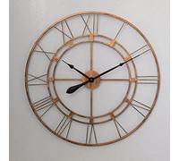 XJBTBA 76CM Large Retro Wall Clock, Silent Non Ticking Vintage Large Black Wall Clock with Roman Numerals, for Living Room Garden Bedroom Kitchen Office Lounge Hotel Garden Decor Gold