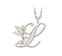 XJBTBA 925 Sterling Silver Fairy Necklace For Women, Lovely Crystal I J K L M N O Letters Flower Fairy Necklaces, Tinkerbell Necklace, Fairy Jewelry, Tinkerbell Jewelry