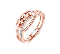 XJBTBA 925 Sterling Silver Ring - Adjustable Open Fidget Ring With Beads Spinner for Stress and Depression Relief - Unisex Anti- Ring