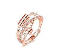 XJBTBA 925 Sterling Silver Ring - Adjustable Open Fidget Ring With Beads Spinner for Stress and Depression Relief - Unisex Anti- Ring