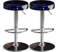 XJBTBA Acrylic Bar Stools Backless Transparent Swivel Height Adjustable bar-stools Counter Chairs for Kitchen Dining Room(Blue,Silver Lifting Rod)