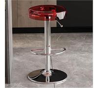 XJBTBA Acrylic Bar Stools bar-stools Chairs Counter Height Adjustable Swivel Stool Kitchen(Red,Silver Lifting Rod)