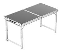 XJBTBA Adjustable Height Aluminum Folding Table, Portable Outdoor Camping & Indoor Dining Table for Office, Party, Picnic, Wedding - Collapsible with Handle (80x50cm, Gray)