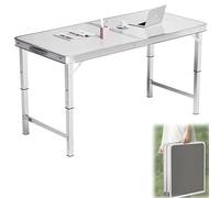 XJBTBA Adjustable Height Aluminum Folding Table - Portable Outdoor Camping & Indoor Dining Table with Handle - Perfect for Parties, Picnics, Weddings (70x50cm, White)