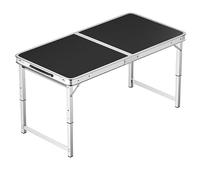 XJBTBA Adjustable Height Aluminum Folding Table, Portable Outdoor Camping Table with Handle, Indoor Dining Table for Office, Party, Picnic & Wedding - Black (80x50cm)