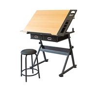 XJBTBA Adjustable Mobile Folding Table for Home & Office - Liftable Drafting Table for & Adults, Double Shelf for Drawing, Calligraphy & Painting (Color: N)