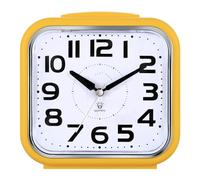 XJBTBA Analog Alarm Clock, Silent Battery Powered, Gentle Wake-up, Incremental Volume, Snooze and Manual Lighting, 5.5" Suitable for Kitchen, Living Room or Office(Yellow)
