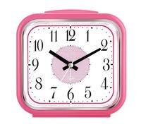XJBTBA Analog Alarm Clock, Silent Battery Powered, Gentle Wake-up, Incremental Volume, Snooze and Manual Lighting, 5.5" Suitable for Kitchen, Living Room or Office(Pearl Pink)