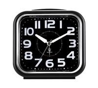 XJBTBA Analog Alarm Clock, Silent Battery Powered, Gentle Wake-up, Incremental Volume, Snooze and Manual Lighting, 5.5" Suitable for Kitchen, Living Room or Office(Black Face)