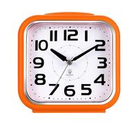 XJBTBA Analog Alarm Clock, Silent Battery Powered, Gentle Wake-up, Incremental Volume, Snooze and Manual Lighting, 5.5" Suitable for Kitchen, Living Room or Office(Orange)