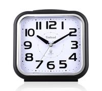 XJBTBA Analog Alarm Clock, Silent Battery Powered, Gentle Wake-up, Incremental Volume, Snooze and Manual Lighting, 5.5" Suitable for Kitchen, Living Room or Office(Black)