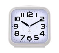 XJBTBA Analog Alarm Clock, Silent Battery Powered, Gentle Wake-up, Incremental Volume, Snooze and Manual Lighting, 5.5" Suitable for Kitchen, Living Room or Office(White)