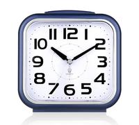 XJBTBA Analog Alarm Clock, Silent Battery Powered, Gentle Wake-up, Incremental Volume, Snooze and Manual Lighting, 5.5" Suitable for Kitchen, Living Room or Office(Blue)