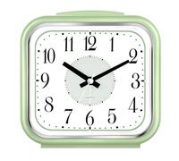 XJBTBA Analog Alarm Clock, Silent Battery Powered, Gentle Wake-up, Incremental Volume, Snooze and Manual Lighting, 5.5" Suitable for Kitchen, Living Room or Office(Pearl Green)