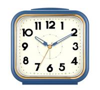 XJBTBA Analog Alarm Clock, Silent Battery Powered, Gentle Wake-up, Incremental Volume, Snooze and Manual Lighting, 5.5" Suitable for Kitchen, Living Room or Office(Retro Blue)