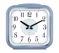XJBTBA Analog Alarm Clock, Silent Battery Powered, Gentle Wake-up, Incremental Volume, Snooze and Manual Lighting, 5.5" Suitable for Kitchen, Living Room or Office(Pearl Blue)