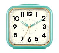 XJBTBA Analog Alarm Clock, Silent Battery Powered, Gentle Wake-up, Incremental Volume, Snooze and Manual Lighting, 5.5" Suitable for Kitchen, Living Room or Office(Retro Green)