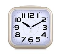 XJBTBA Analog Alarm Clock, Silent Battery Powered, Gentle Wake-up, Incremental Volume, Snooze and Manual Lighting, 5.5" Suitable for Kitchen, Living Room or Office(Gold)