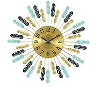 XJBTBA Art Large Metal Clock- Silent Battery Operated Star Clock Quartz Clocks Wall Decorative for Home Living Room & Office,Blue Numbers,80cm (Blue Num