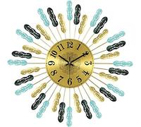 XJBTBA Art Large Metal Clock- Silent Battery Operated Star Clock Quartz Clocks Wall Decorative for Home Living Room & Office,Blue Numbers,80cm (Blue Num