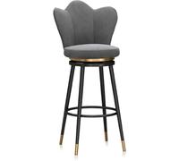 XJBTBA Bar Stools 1pcs Counter Height with Backskitchen Chairs Black Metal Leg Upholstered High Dining Chair for Kitchen(Grey,65cm)