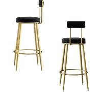 XJBTBA Bar Stools Set of 2 Counter Height for Kitchen Backres bar-stools Upholstered Velvet Farmhouse Island Chairs(Black)