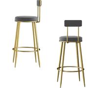 XJBTBA Bar Stools Set of 2 Counter Height for Kitchen Backres bar-stools Upholstered Velvet Farmhouse Island Chairs(Grey)