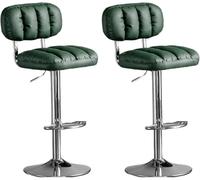XJBTBA Bar Stools Set of Adjustable Swivel Chairs Thick Cushioned Counter Height with High Backrest for Kitchen Island Pub(Green 1)
