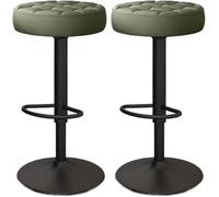 XJBTBA Bar Stools Set of Counter Height Swivel bar-stools with Footrest and Backless Round 60 80cm Adjustable for(Green,Black Legs)