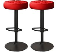 XJBTBA Bar Stools Set of Counter Height Swivel bar-stools with Footrest and Backless Round 60 80cm Adjustable for(Red,Black Legs)
