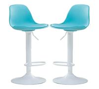 XJBTBA Bar Stools Swivel Kitchen Island Counter Height Armless Chairs with Back and Footrest, Breakfast Set of 2,(Blue)