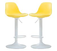 XJBTBA Bar Stools Swivel Kitchen Island Counter Height Armless Chairs with Back and Footrest, Breakfast Set of 2,(Yellow)