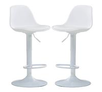 XJBTBA Bar Stools Swivel Kitchen Island Counter Height Armless Chairs with Back and Footrest, Breakfast Set of 2,(White)