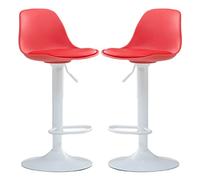 XJBTBA Bar Stools Swivel Kitchen Island Counter Height Armless Chairs with Back and Footrest, Breakfast Set of 2,(Red)