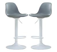 XJBTBA Bar Stools Swivel Kitchen Island Counter Height Armless Chairs with Back and Footrest, Breakfast Set of 2,(Grey)