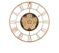 XJBTBA Battery Powered with Moving Gears, Oversized Metal Analog Wall Clock Home Decoration Suitable for Kitchen, Living Room or Office(Gold Brush,24 in)