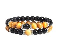 XJBTBA Bead Bracelets 8mm Natural Raw Amethyst Stone Bracelet Nature Stones Red Black Round Braided Elastic 17cm x 7mm for Graduation