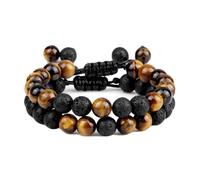 XJBTBA Bead Bracelets for Men 8mm Natural Amethyst Bracelet 2PCS 2PCS White Round Woven Stretchy Nature Stones 17cm x 7mm for Valentines Day