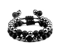 XJBTBA Bead Bracelets for Men 8mm Natural Amethyst Bracelet 2PCS 2PCS White Round Woven Stretchy Nature Stones 17cm x 7mm for Valentines Day