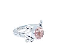 XJBTBA Beautiful Pink Rose Quartz Ring 925 Sterling Silver Ring For Women Midi Finger Ring Valentine Purposal Gift For Her October Birthstone Quartz Ring Size L By