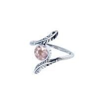 XJBTBA Beautiful Pink Rose Quartz Ring 925 Sterling Silver Ring For Women Midi Finger Ring Valentine Purposal Gift For Her October Birthstone Quartz Ring Size R By
